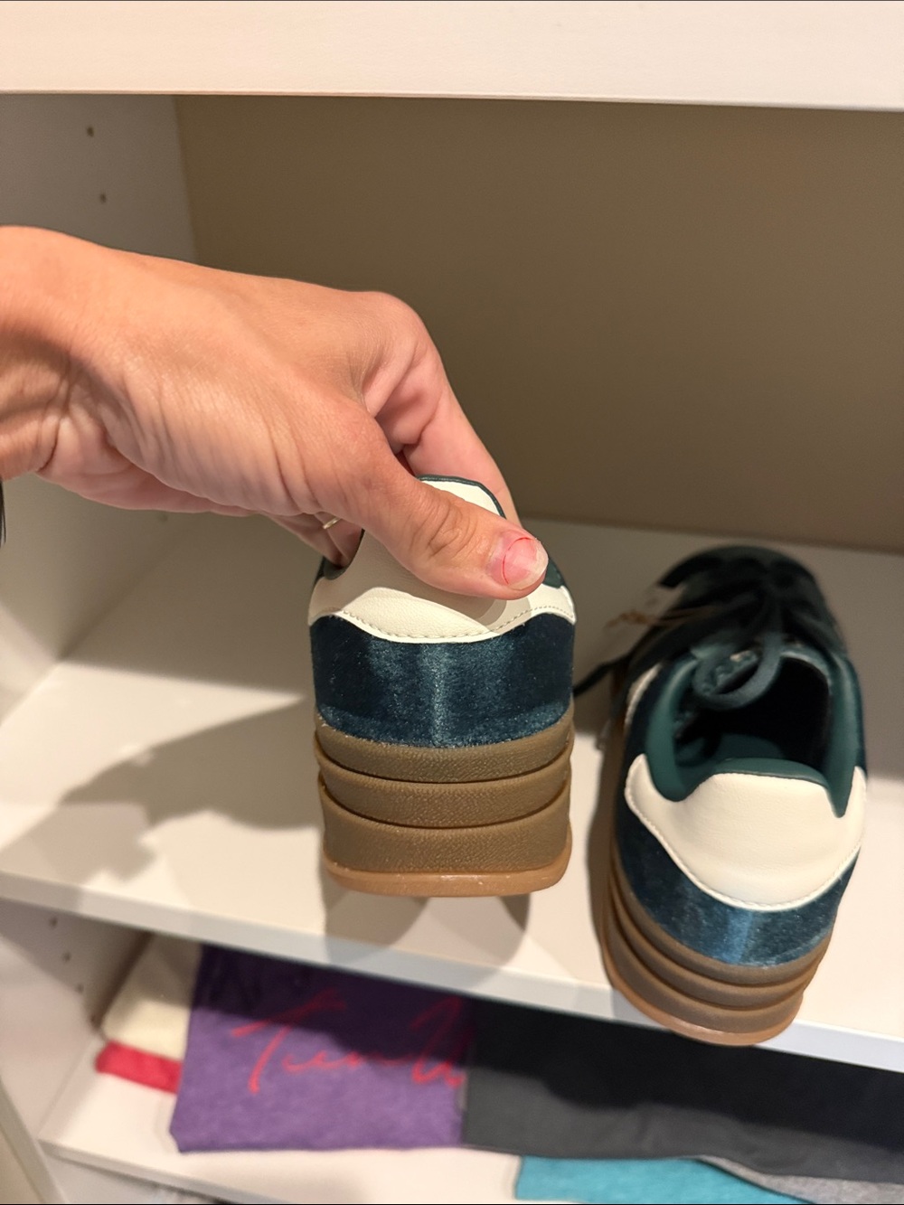 adidas Teal and Dark Teal Suede Sneakers with Gum Sole - Picture 6 of 7